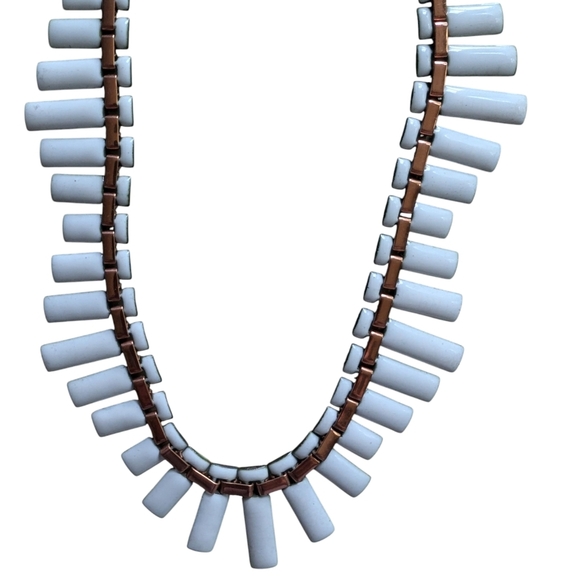 Matisse Vintage White Enamel Rose Gold Necklace - Picture 2 of 5